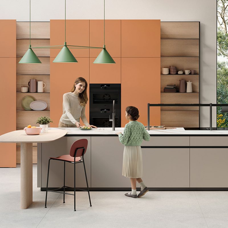 Modern orange Italian kitchen at CasaLife kitchens
